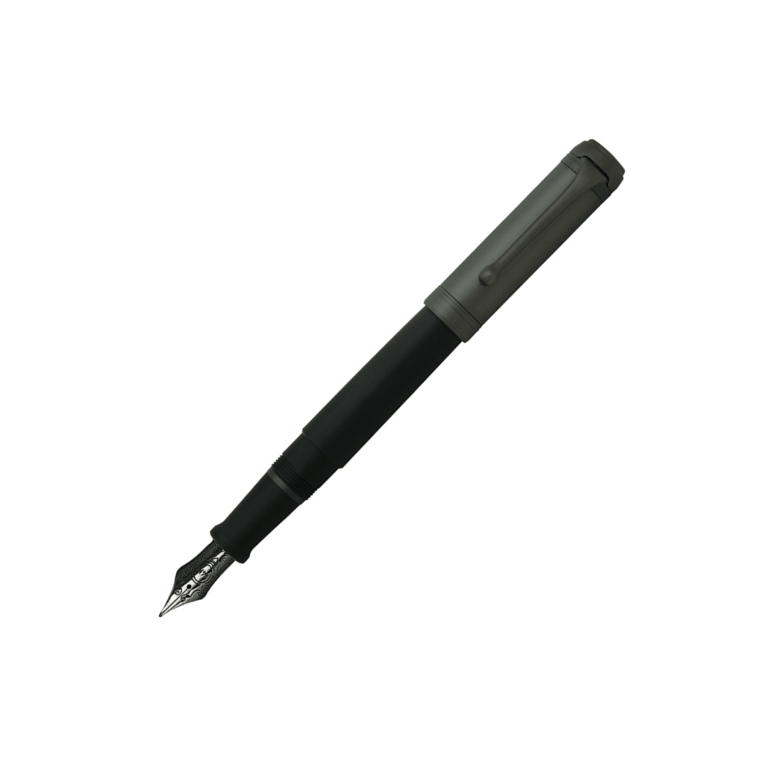 Aurora Talentum Fountain Pen - Black OPS with Ruthenium Metal Cap