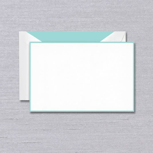 Crane Aqua Bordered Card (10 ea)