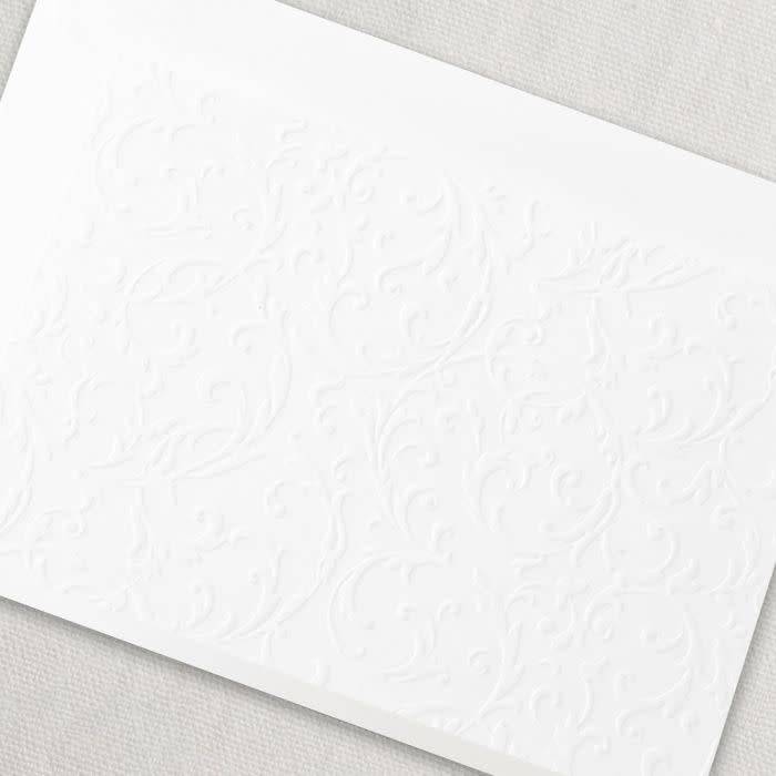 Crane Pearl White Blind Embossed Note (10 ea)
