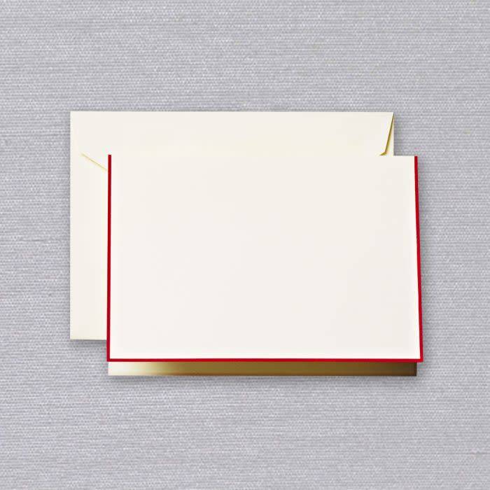 Crane Red Bordered Ecru Note (10 ea)