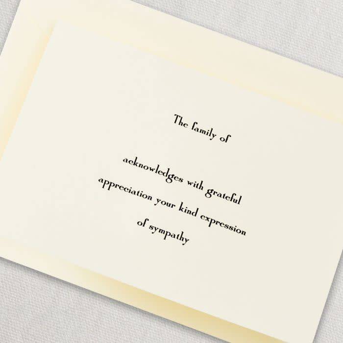 Crane Engraved Ecru Sympathy Acknowledgement Note (10 ea)