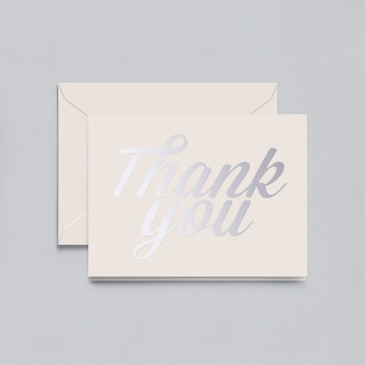 Crane Silver Script Thank You Note (10 ea) - Discontinued