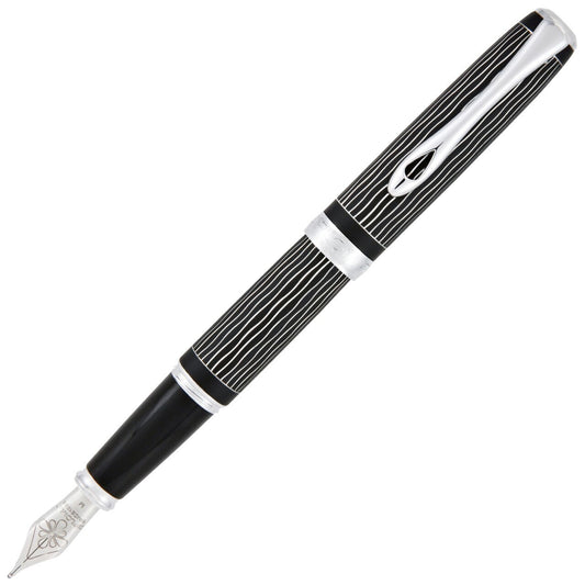Diplomat Excellence A Plus Fountain Pen - Wave Guilloche Lapis Black