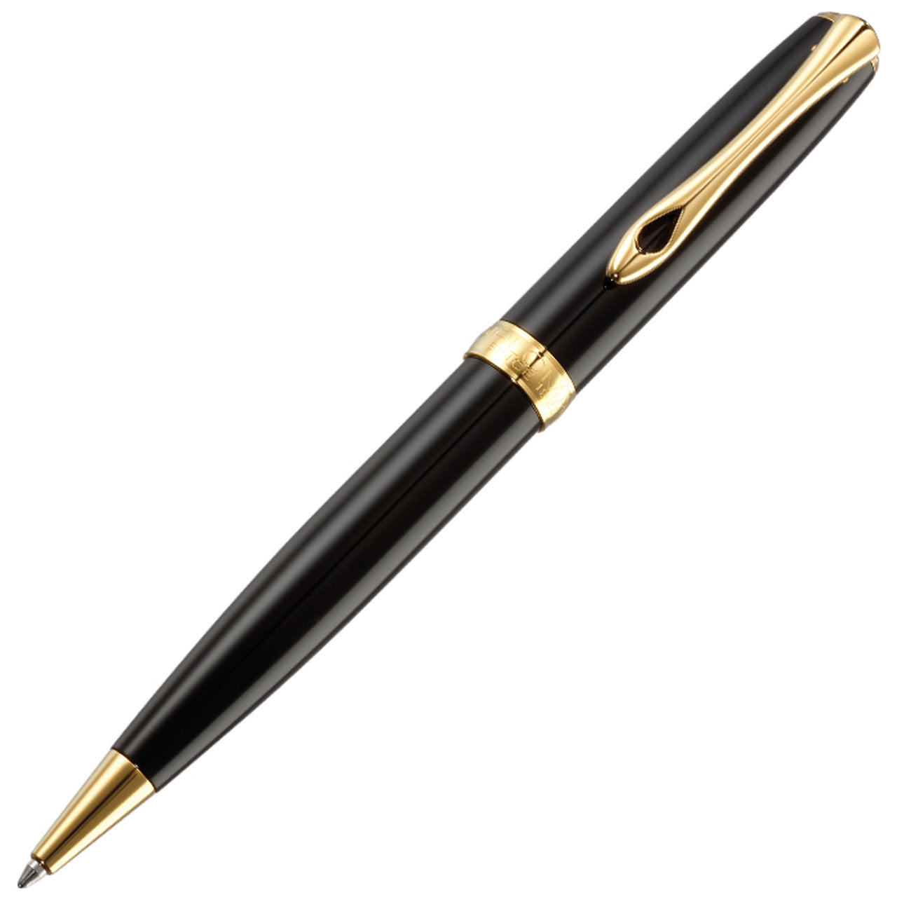 Diplomat Excellence A2 Ballpoint - Black Lacquer with Gold Trim