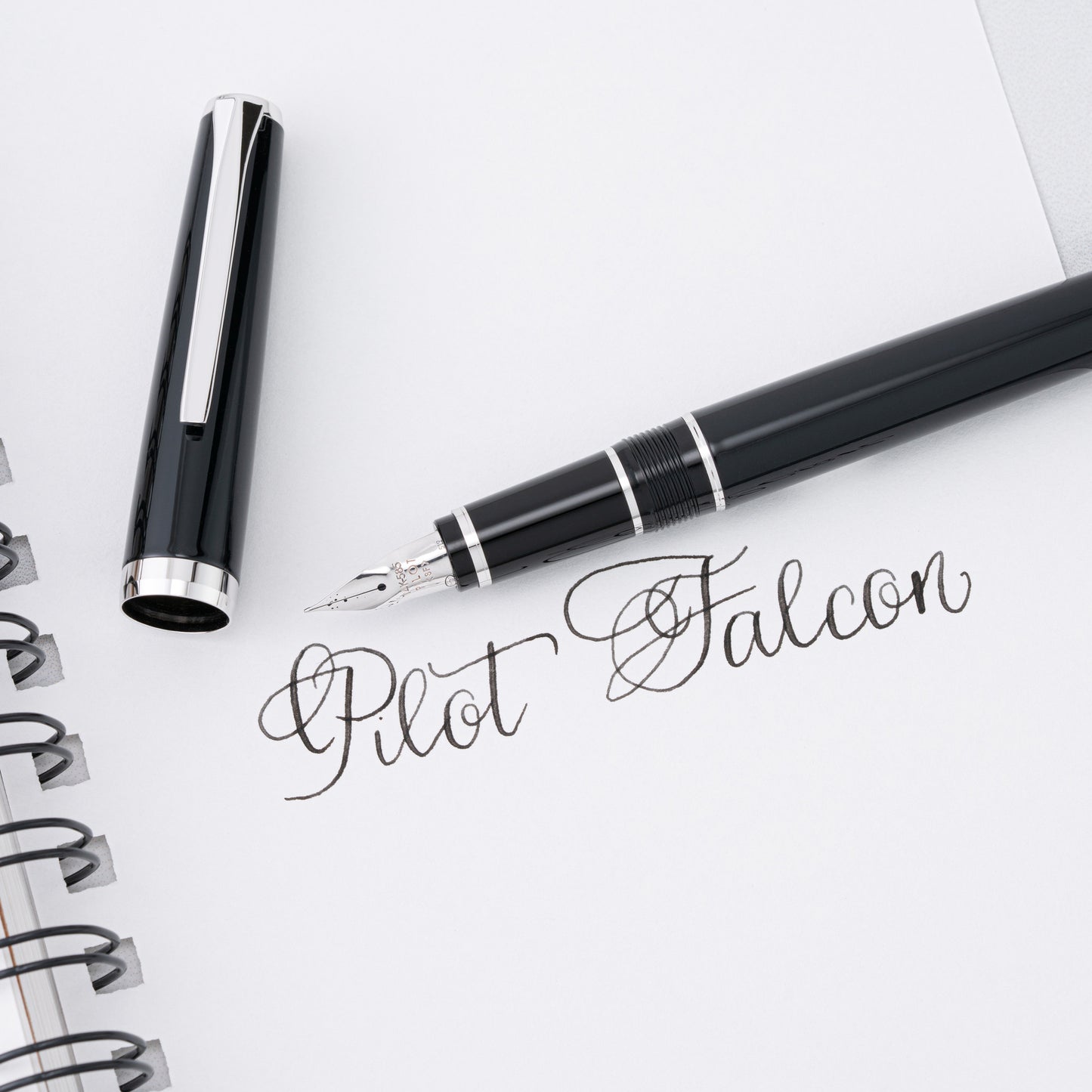 Pilot Metal Falcon Fountain Pen - Black with Rhodium Trim