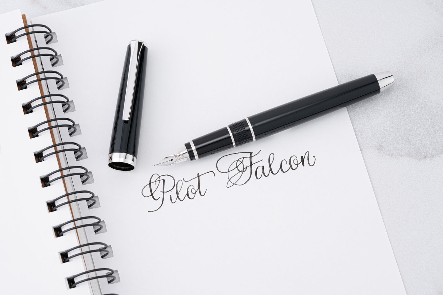 Pilot Metal Falcon Fountain Pen - Black with Rhodium Trim