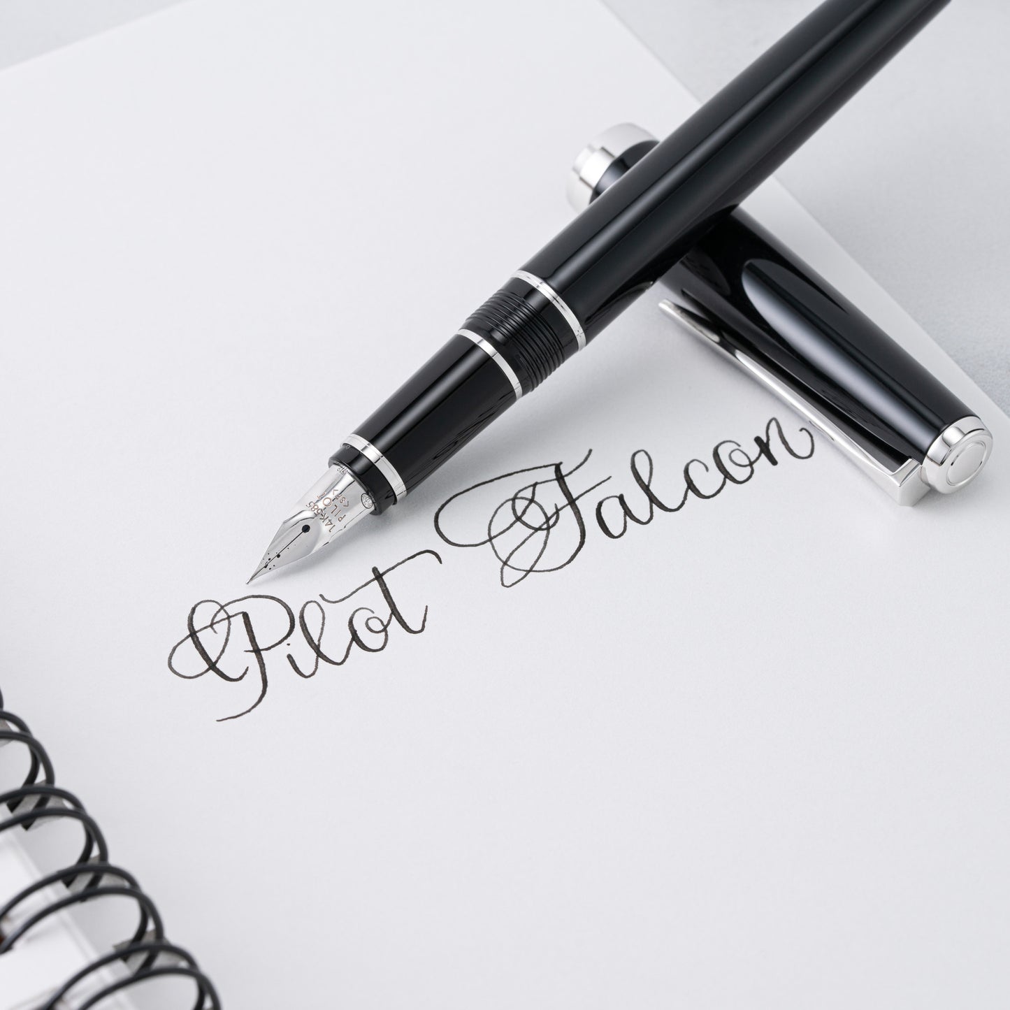 Pilot Metal Falcon Fountain Pen - Black with Rhodium Trim