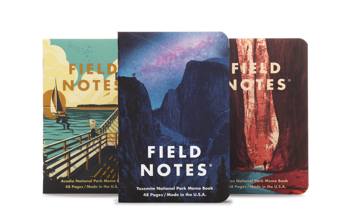 Field Notes Notebook - National Parks Series A: Yosemite, Acadia, Zion (3-Pack)