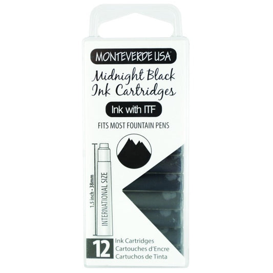 Monteverde Midnight Black Ink Cartridges (Set of 12)