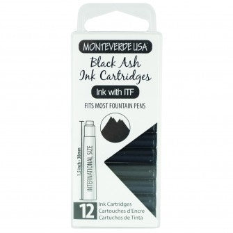 Monteverde Black Ash Ink Cartridges (Set of 12)
