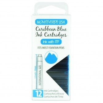 Monteverde Caribbean Blue Ink Cartridges (Set of 12)