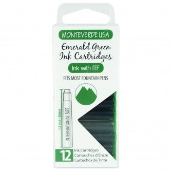 Monteverde Emerald Green Ink Cartridges (Set of 12)