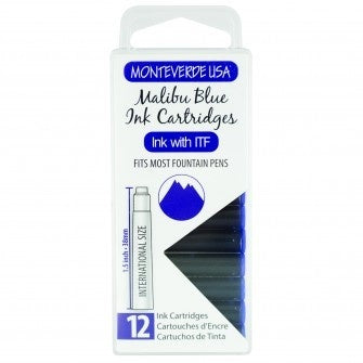 Monteverde Malibu Blue Ink Cartridges (Set of 12)