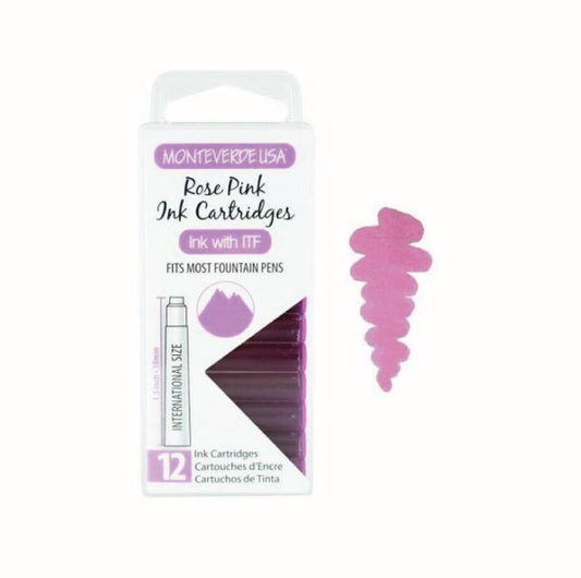 Monteverde Rose Pink Ink Cartridges (Set of 12)
