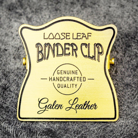 Galen Leather Brass Binder Clip