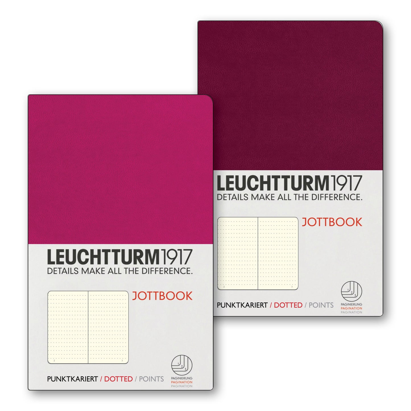 Leuchtturm1917 Jottbook A5 Medium Flexcover Dotted Notebook Set - Berry & Port Red (Discontinued)