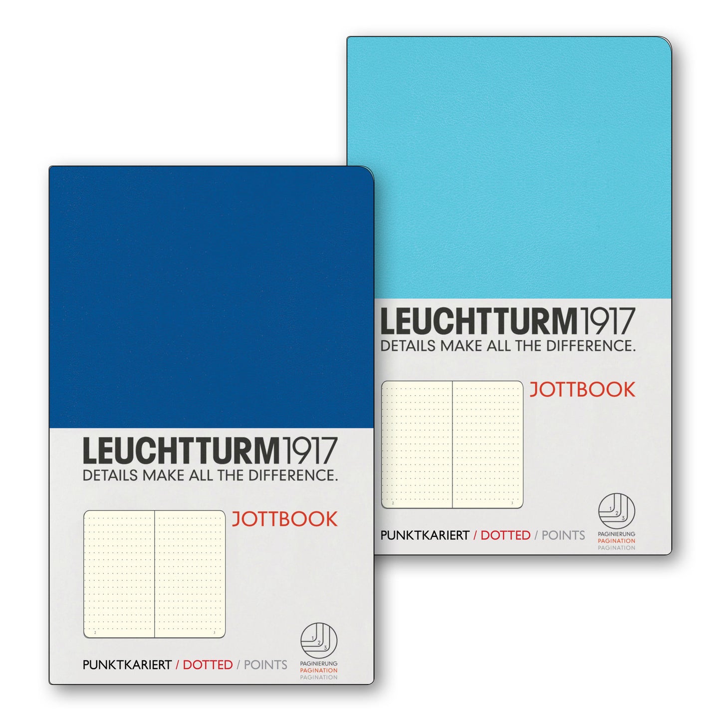 Leuchtturm1917 Jottbook A6 Pocket Flexcover Dotted Notebook Set - Ice Blue & Royal Blue (Discontinued)