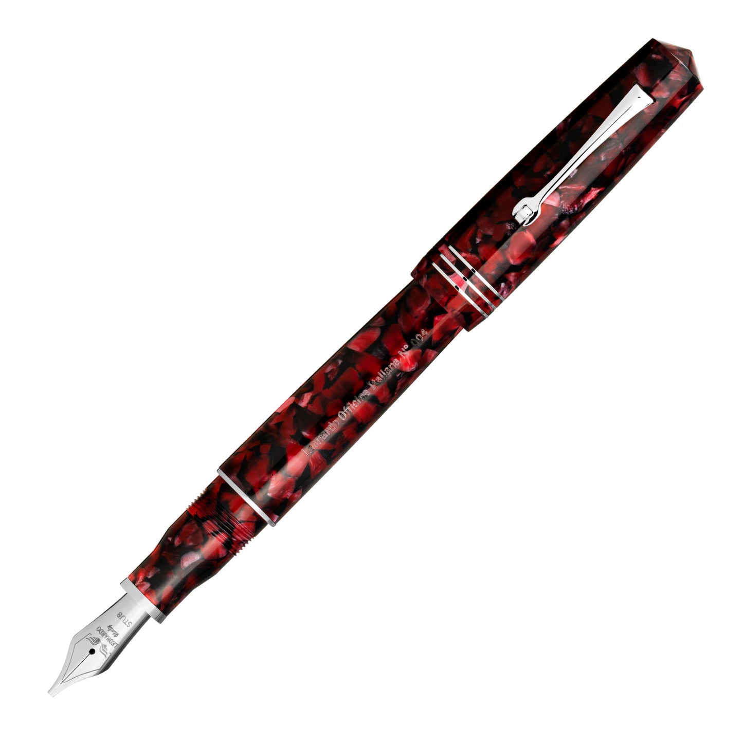 Leonardo Momento Zero Grande Piston Fountain Pen - Luna Rosa with Silver Trim