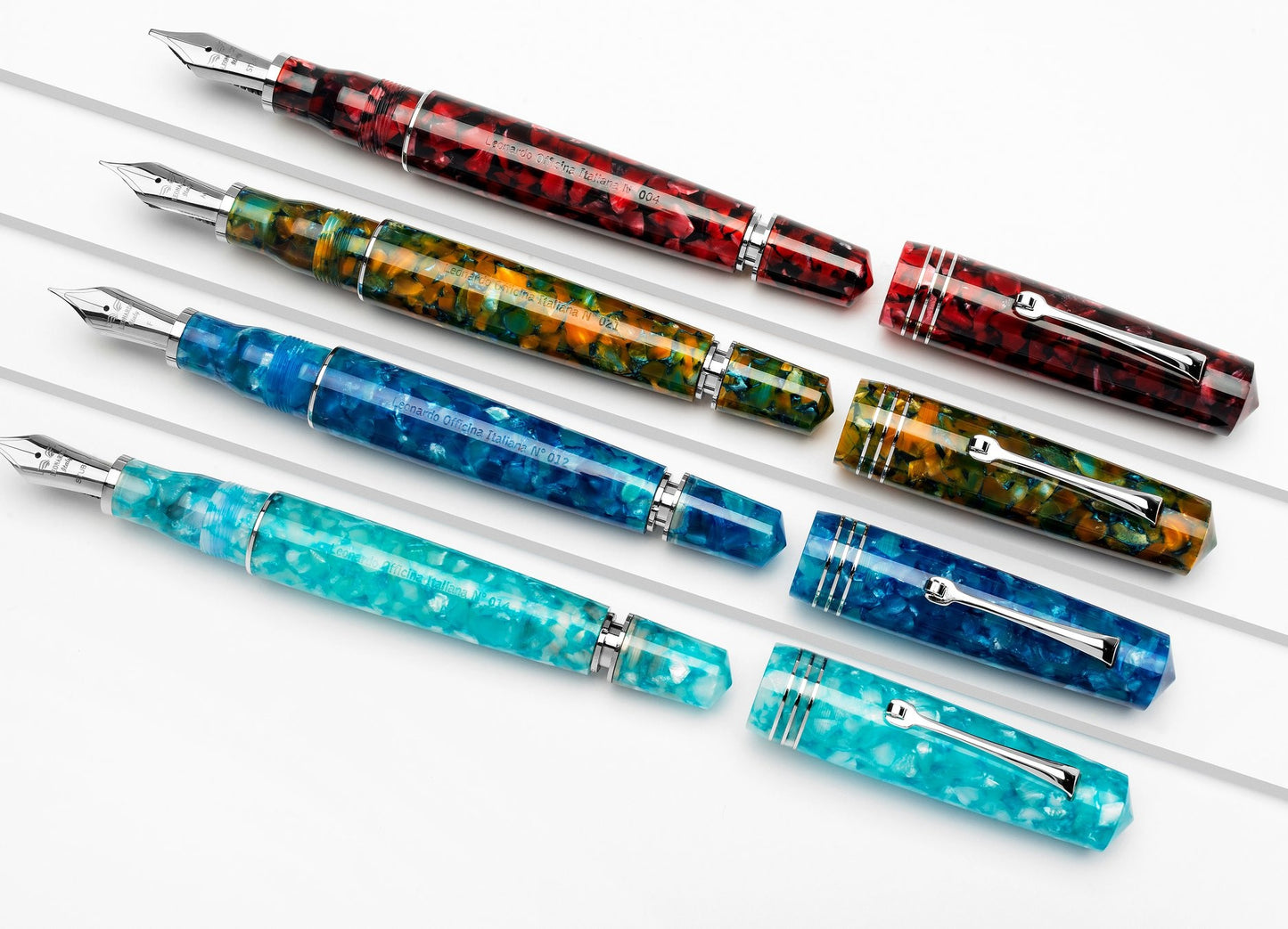 Leonardo Momento Zero Grande Piston Fountain Pen - Luna Rosa with Silver Trim