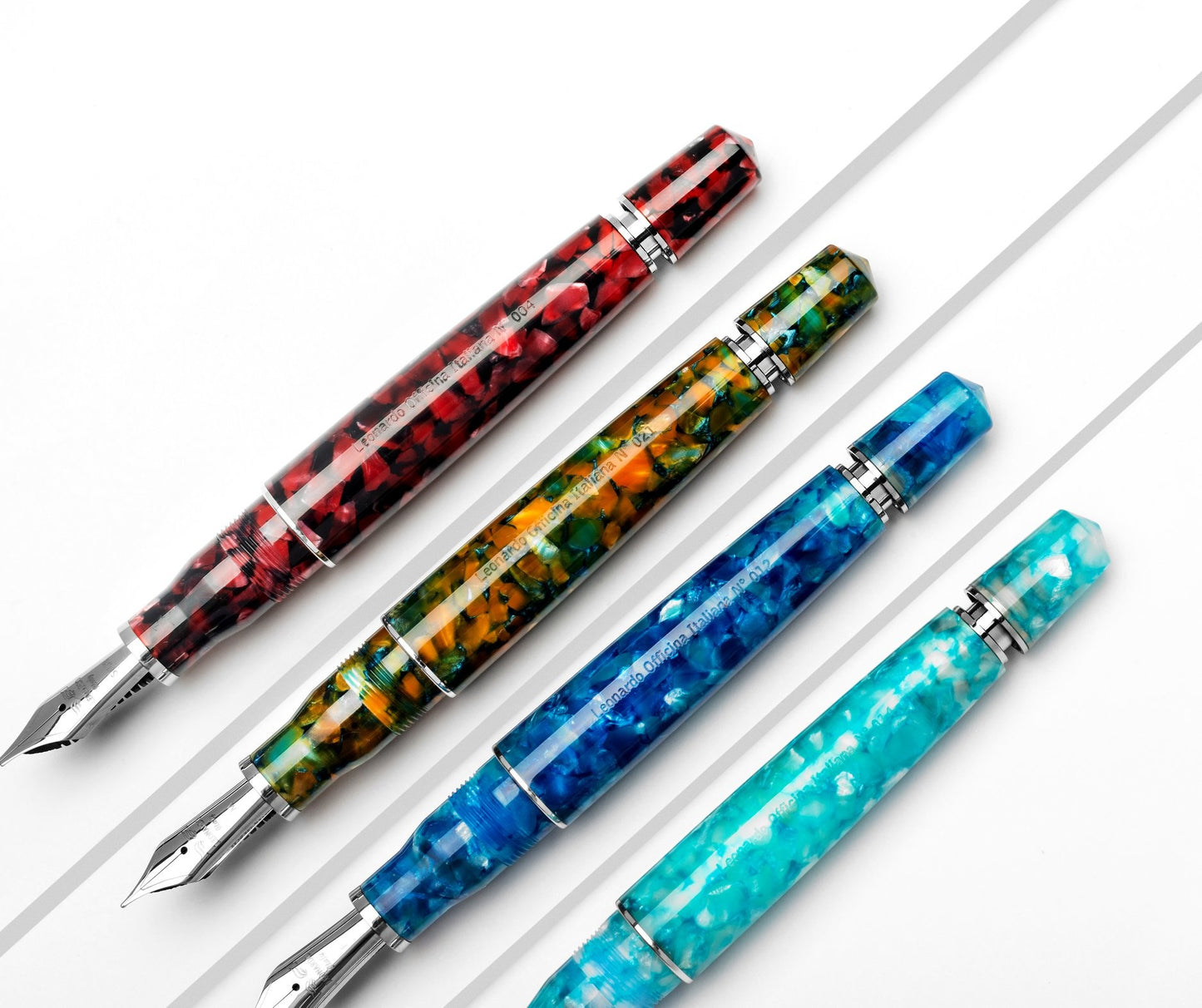 Leonardo Momento Zero Grande Piston Fountain Pen - Luna Rosa with Silver Trim