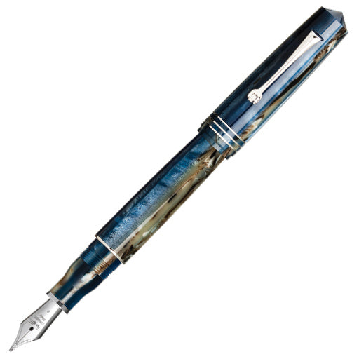 Leonardo Momento Zero Grande 2.0 Piston Fountain Pen - Dark Hawaii Rhodium Trim