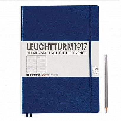 Leuchtturm1917 Master Slim A4+ Hardcover Dotted Notebook - Navy