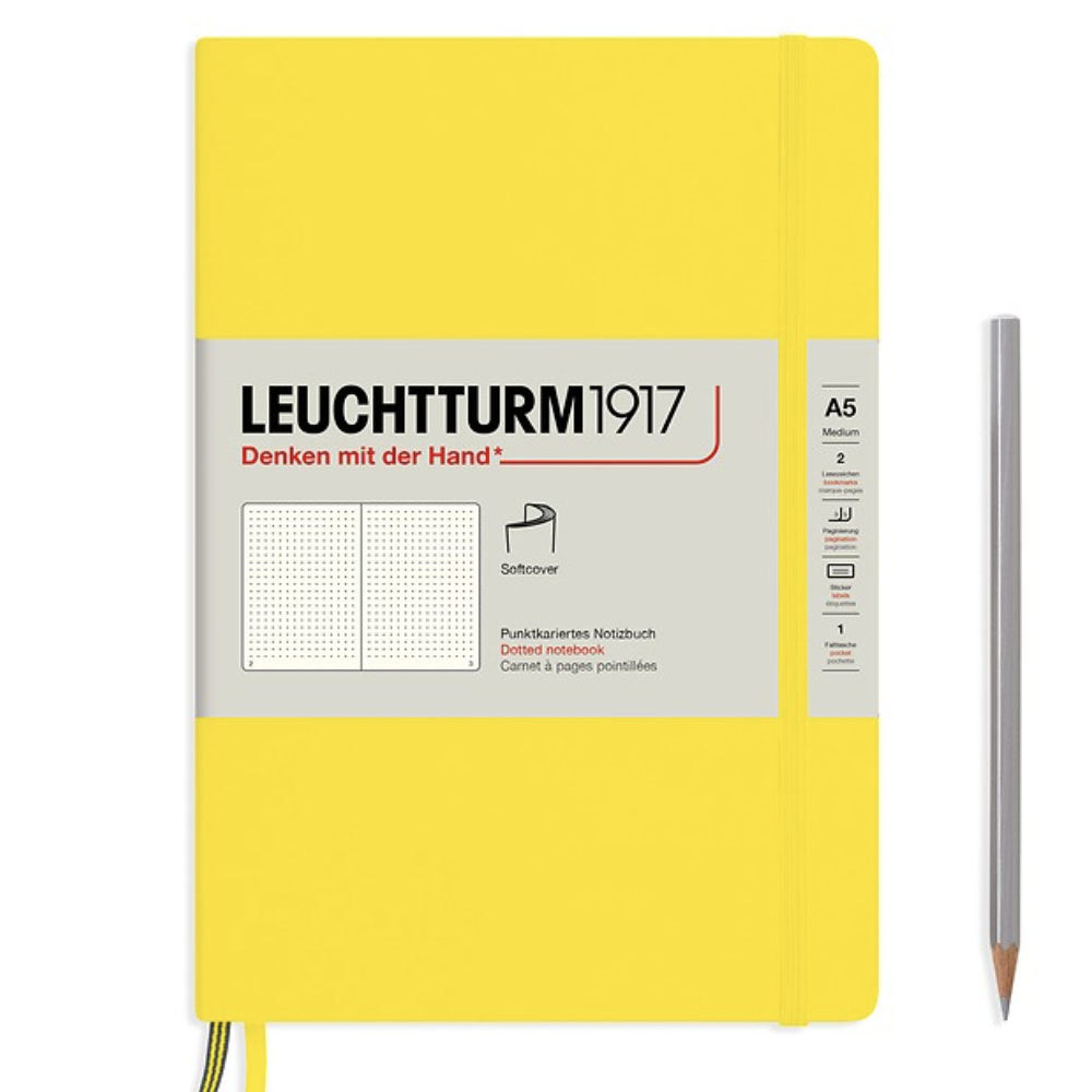 Leuchtturm1917 A5 Medium Softcover Dotted Notebook - Lemon