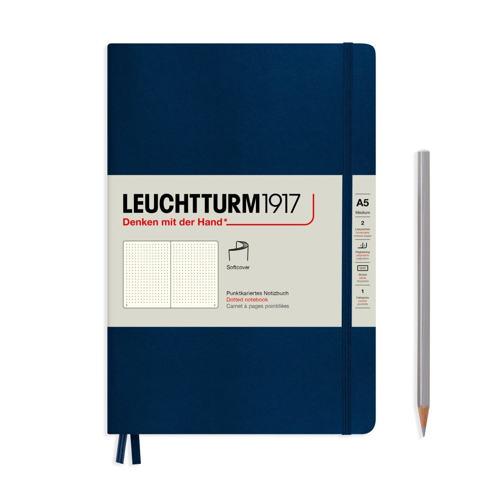 Leuchtturm1917 A5 Medium Softcover Dotted Notebook - Navy