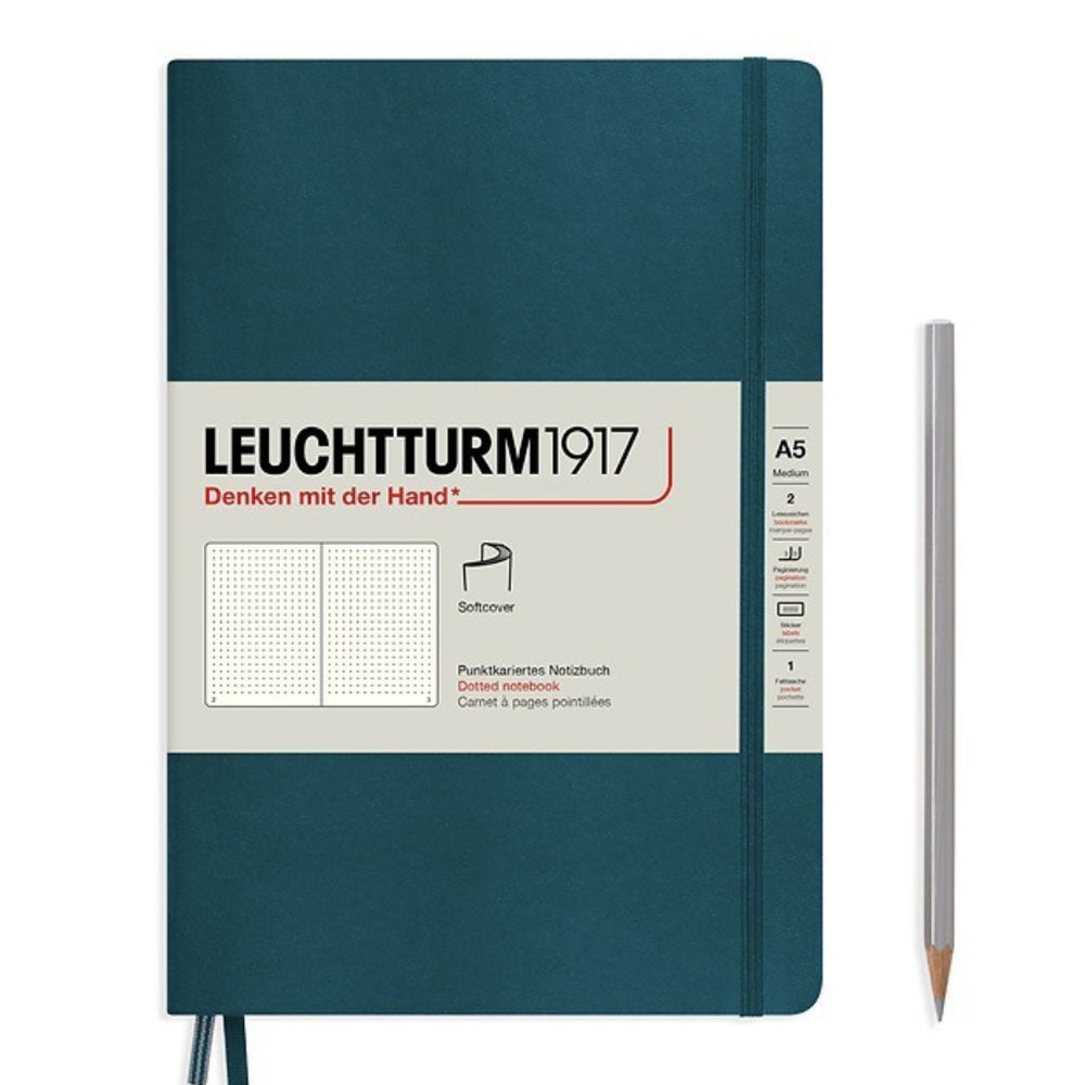 Leuchtturm1917 A5 Medium Softcover Dotted Notebook - Pacific Green