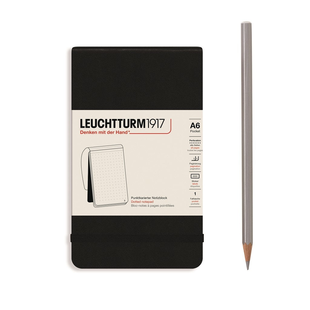 Leuchtturm1917 A6 Pocket Hardcover Dotted Notepad - Black