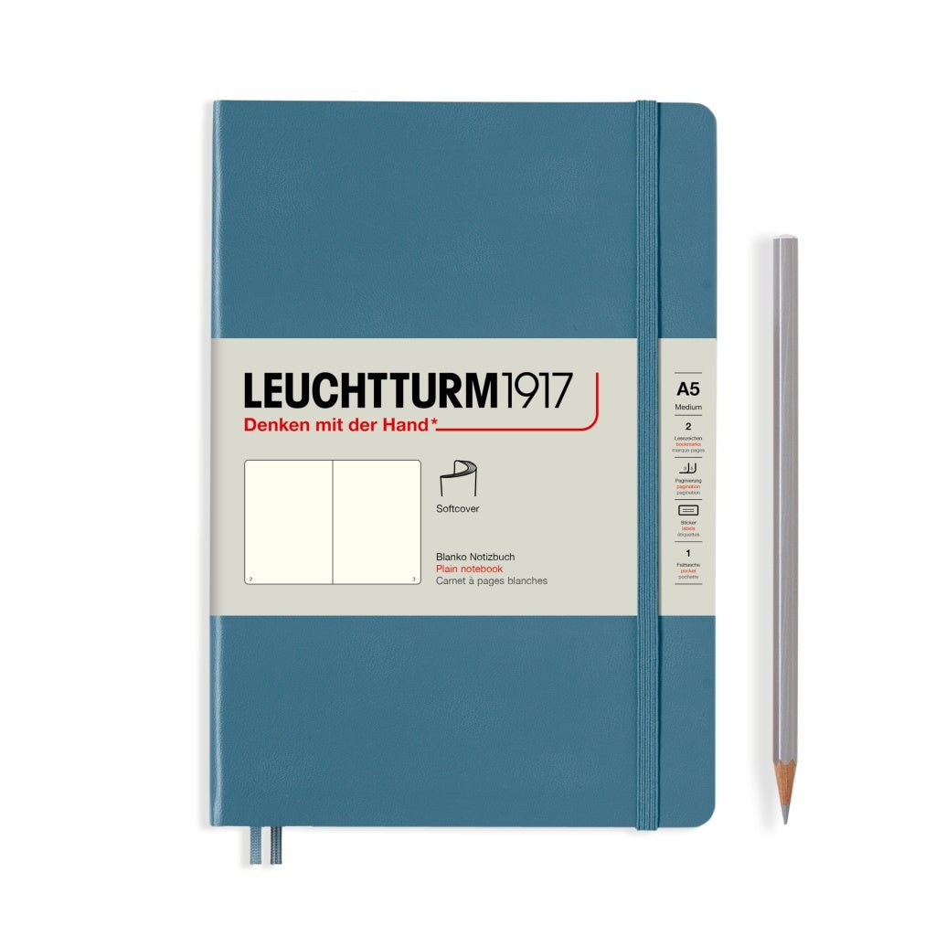 Leuchtturm1917 A5 Medium Softcover Dotted Notebook - Stone Blue