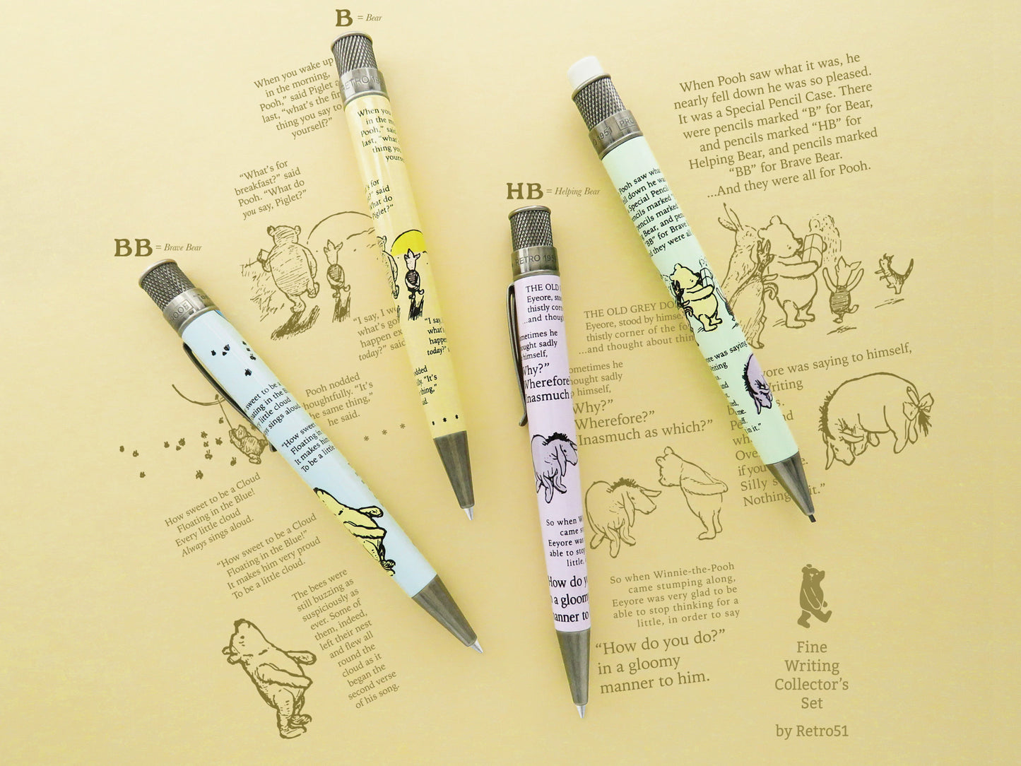 Retro 51 Collection Tornado Gift Set - A.A. Milne Winnie-the-Pooh Collection (3 Rollerballs and Pencil 1.15mm) - Retired