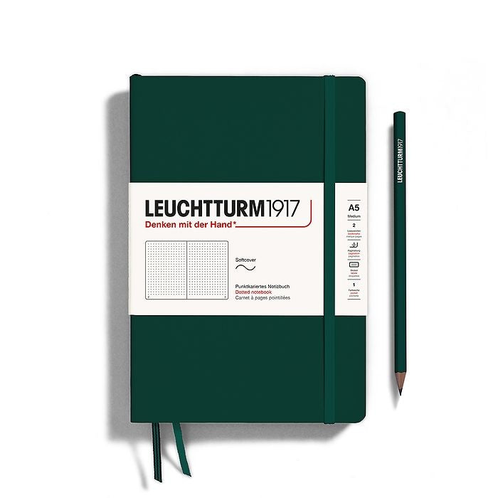 Leuchtturm1917 A5 Medium Softcover Dotted Notebook - Forest Green