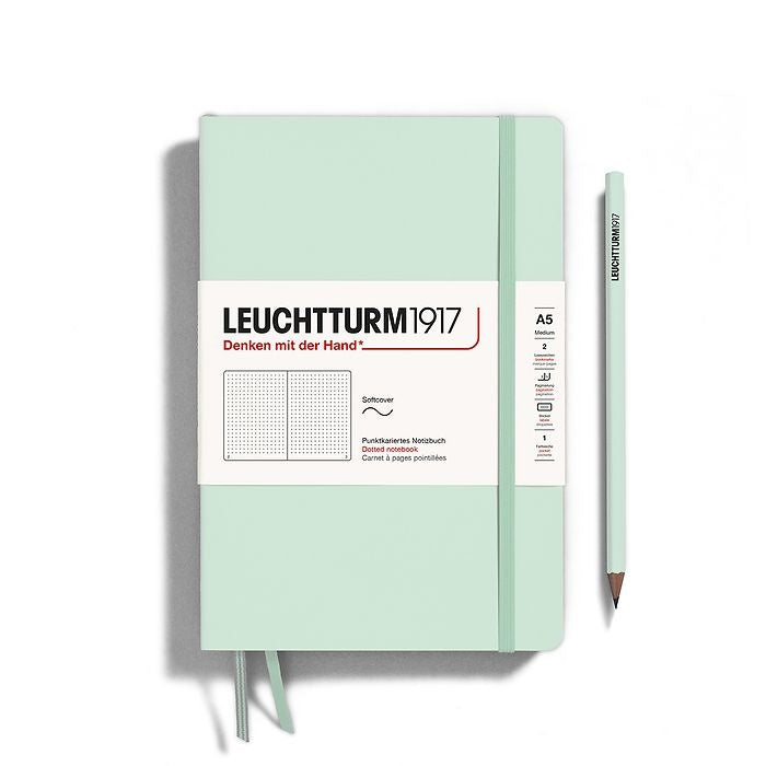 Leuchtturm1917 A5 Medium Softcover Dotted Notebook - Mint Green