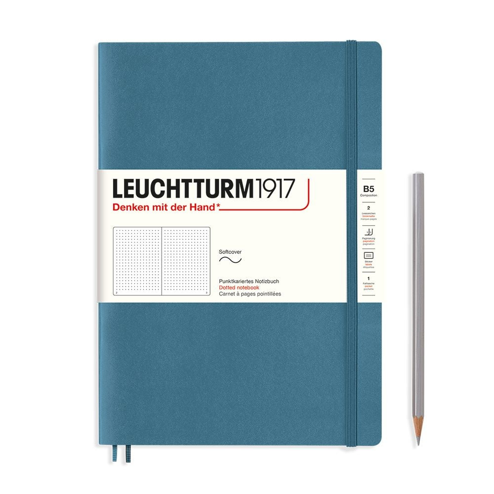 Leuchtturm1917 Composition B5 Softcover Dotted Notebook - Stone Blue