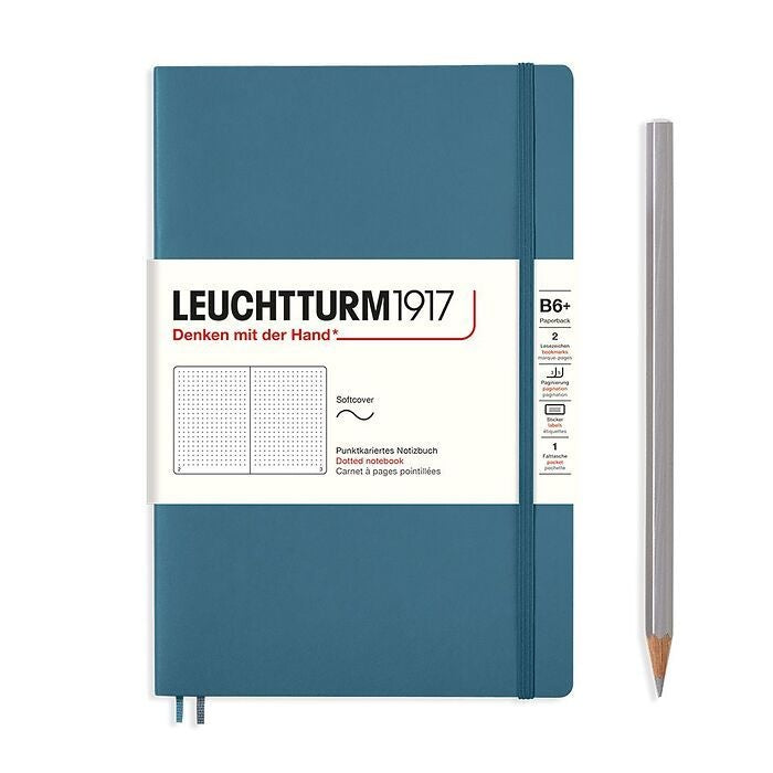 Leuchtturm1917 B6+ Paperback Softcover Dotted Notebook - Stone Blue