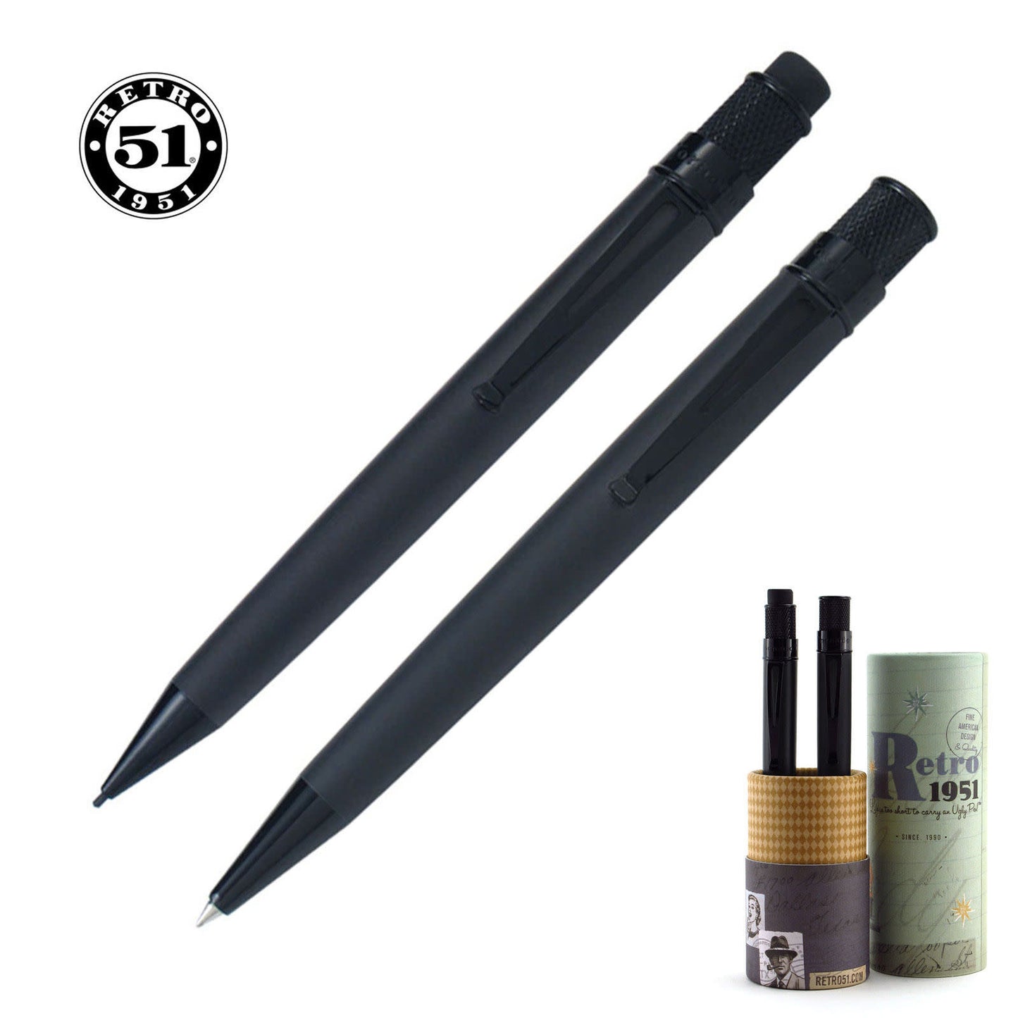 Retro 51 Tornado Gift Set - Stealth (Rollerball and Pencil 1.15mm)