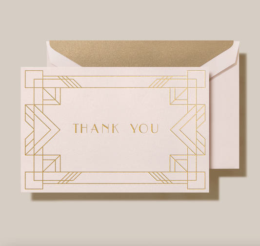 Crane Rose Gold Deco Border Thank You Card (10 ea)