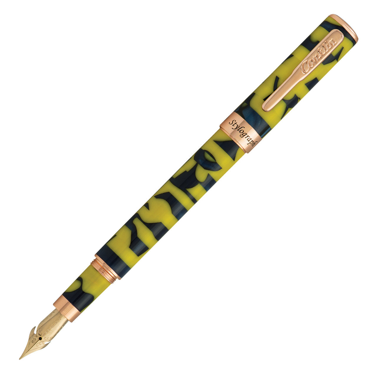 Conklin Stylograph Mosaic Fountain Pen - Yellow and Blue