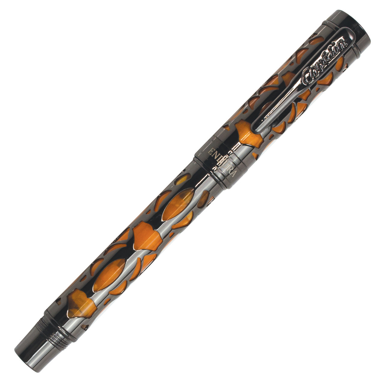 Conklin Endura Deco Crest Fountain Pen - Orange with Gunmetal