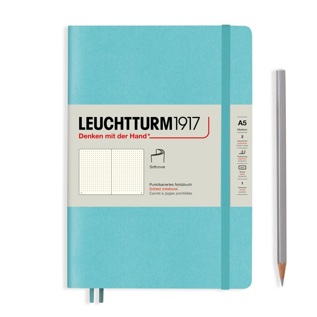 Leuchtturm1917 A5 Medium Softcover Dotted Notebook - Aquamarine (Discontinued)