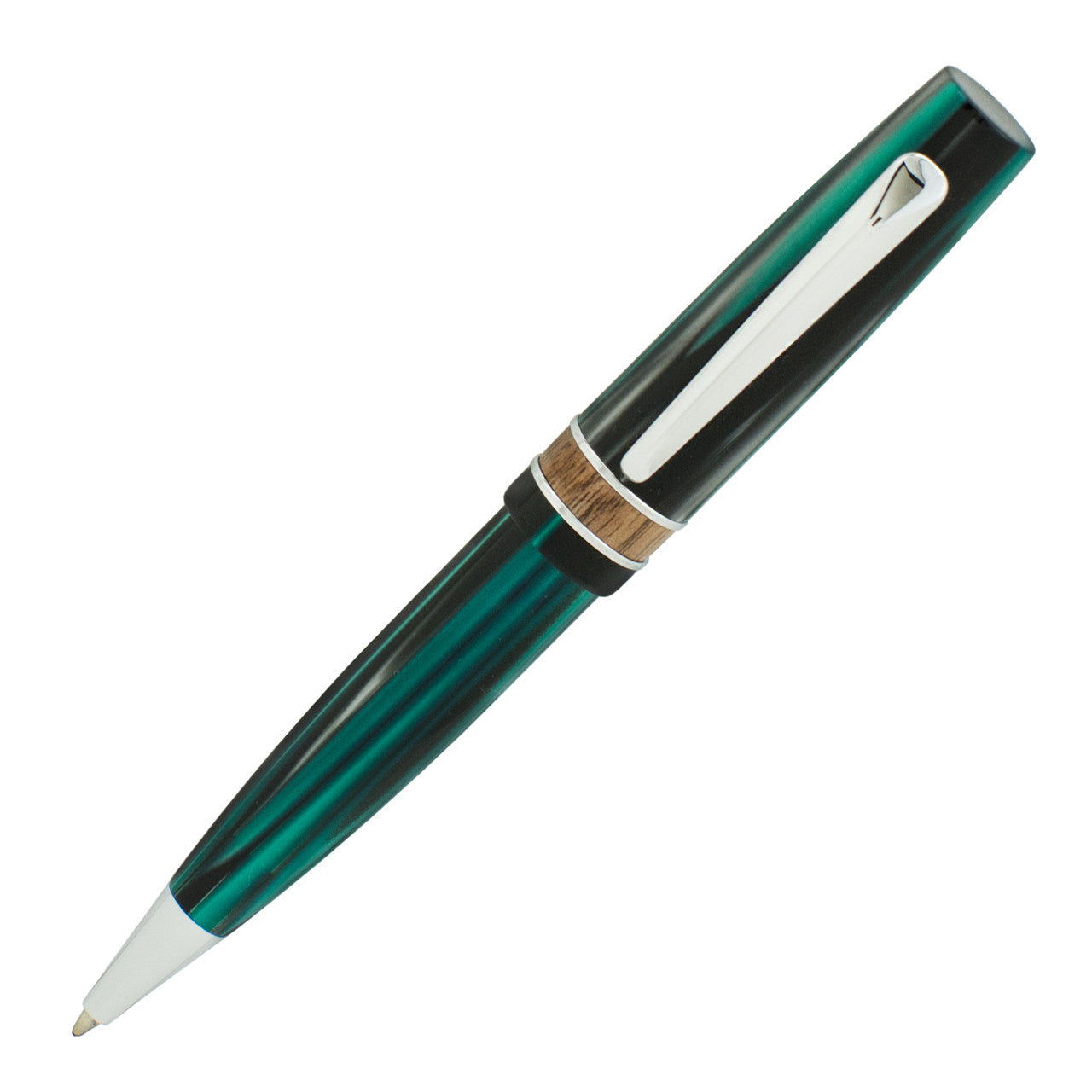 Monteverde USA Giant Sequoia Ballpoint Pen - Green Solid Resin, Polished Chrome Trim, Ergonomic Clip, Refillable Premium Writing Pen